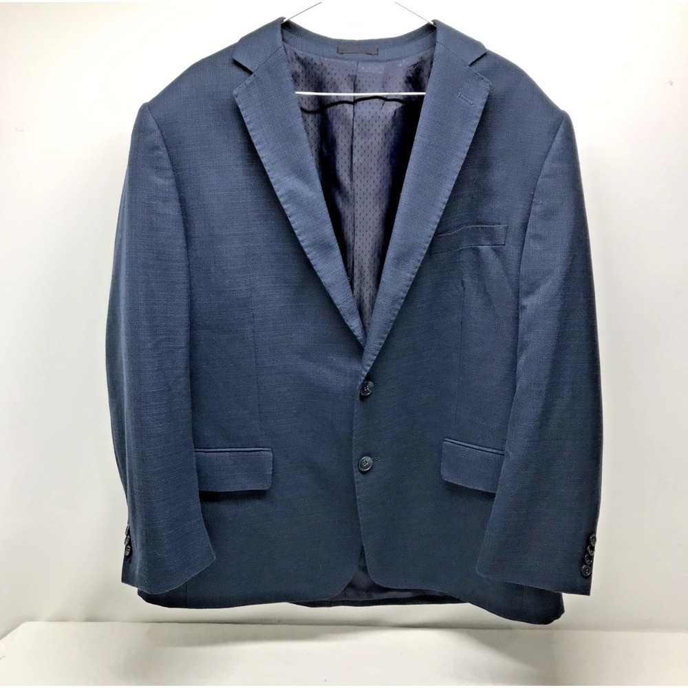 Vintage Mantoni Milano Italy Mens Blazer Sport Coat 46R Navy Blue 100% Wool Made